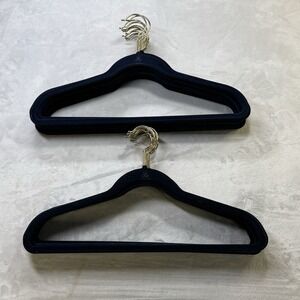 Lot 36 Joy Mangano Velvet Suit Clothes Hangers Navy Blue Gold Hooks